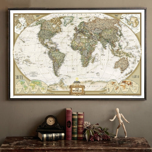 Antique Poster Wall Chart Retro Matte Kraft Paper World Map, Size:40X60cm