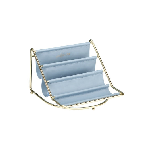 Desktop Racks Multi-Layer Wrought Iron Leather Storage Tray Keys Sundries Tablet Computers Watches Organize Creative Ornaments, Colour: Blue Small