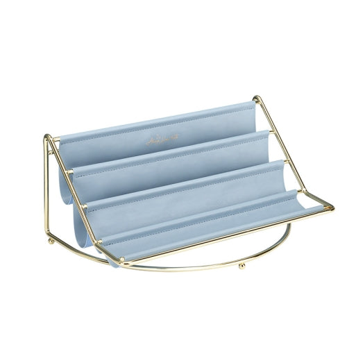 Desktop Racks Multi-Layer Wrought Iron Leather Storage Tray Keys Sundries Tablet Computers Watches Organize Creative Ornaments, Colour: Blue Large