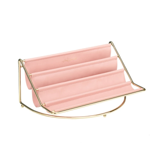 Desktop Racks Multi-Layer Wrought Iron Leather Storage Tray Keys Sundries Tablet Computers Watches Organize Creative Ornaments, Colour: Pink Large