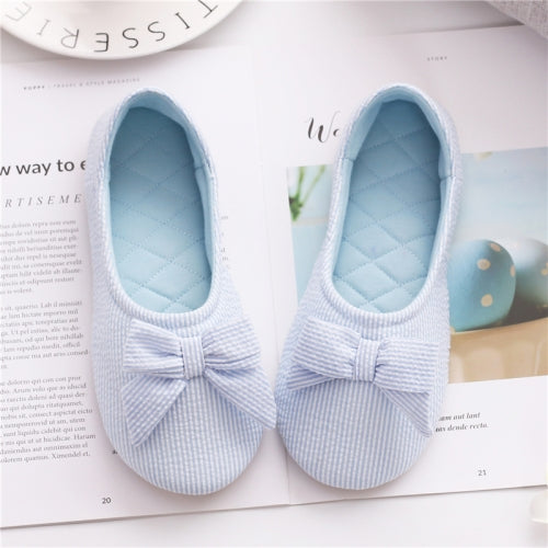 Bow Confinement Shoes Indoor Home Confinement Shoes Non-Slip Floor Bag Heel Slippers, Size: 35-36(Blue)