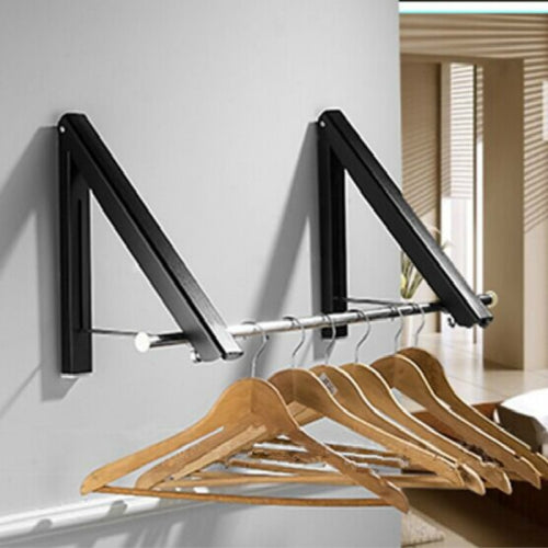 Multifunctional Space Aluminum Invisible Drying Rack, Size:Double Black + 80cm Crossbar