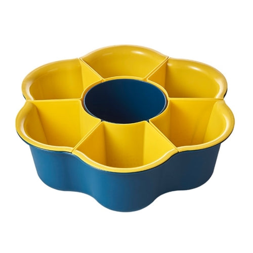 Rotatable Hot Pot Vegetable & Fruit Platter Household Compartment Plastic Two Layers Drain Basin(Dark Green)