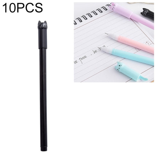 10 PCS Cat Shape Plastic Black Ink Gel Pen 0.5mm Cartoon Pens(Black)