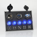 5-Position Switch Dual USB With Voltage Power Base Car Yacht RV Switch Panel Combination(Blue Light)