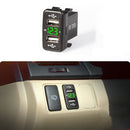 Car Charger Original Hole Non-Destructive Modification Of Dual Usb Car Charger With Line Suitable For Toyota(FTWUX Green Light)