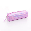 Iridescent Laser Pencil Case PU School Stationery Gift Cute Pencil Box(Pink)
