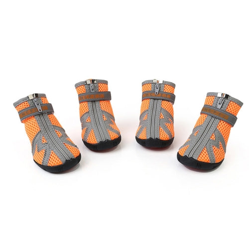 HCPET A1703 Pet Non-Slip Wear-Resistant Shoes Puppy Feet Cover, Size: Number 2(Breathable Orange)