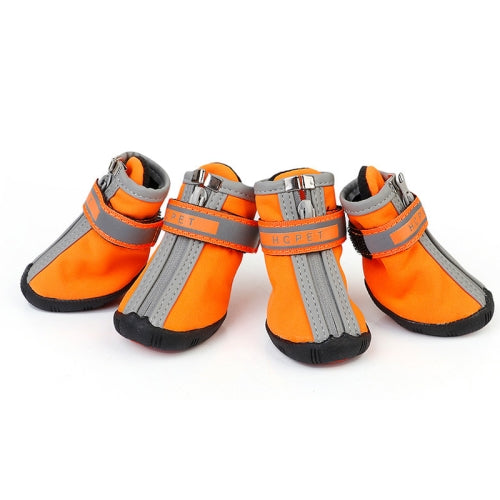 HCPET A1703 Pet Non-Slip Wear-Resistant Shoes Puppy Feet Cover, Size: Number 4(Waterproof Orange)