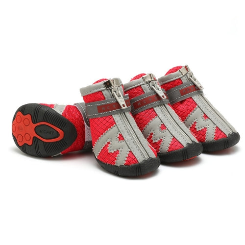HCPET A1703 Pet Non-Slip Wear-Resistant Shoes Puppy Feet Cover, Size: Number 5(Breathable Red)