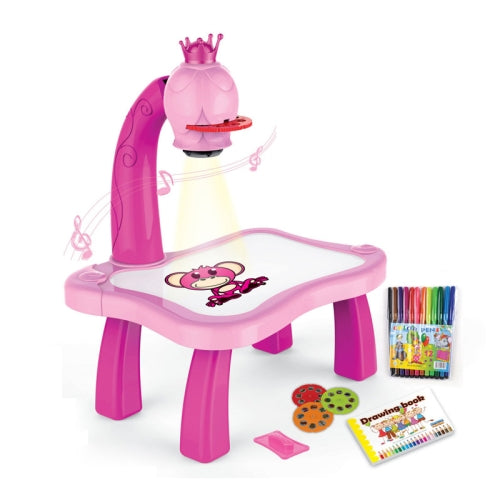 Smart Children Projection Painting Board Multifunctional Drawing Table Toy Set(Pink)