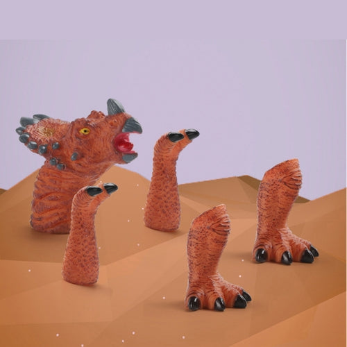 Children Dinosaur Toy Soft Rubber Finger Doll Cartoon Dinosaur Model Parent-Child Toy, Style: Orange Triceratops