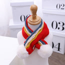 WJ8687 Colorful Striped Children Scarf Winter Baby Scarf Warm Knitted Scarf, Length (CM): Around 65cm(Red)