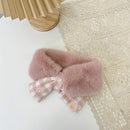WJ8664 Little Daisy Pattern Stitching Children Scarf Autumn and Winter Baby Velvet Warm Scarf, Length: 65cm(Bean Paste)