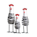 3 PCS / Set Creative Home Furnishings Chicken Family Hand-Carved Wood-Carving Furnishings