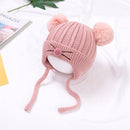 MZ8676 Double Ball Cartoon Children Knitted Hat Autumn and Winter Warm Woolen Cap, Size: One Size(Skin Pink)