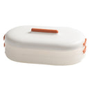 Anti-Stick Dumpling Box Layered Storage Refrigerator Food Preservation Box Two Layers With Cover(White Orange)