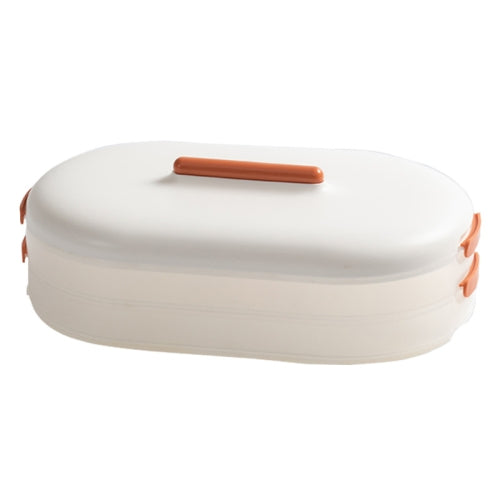 Anti-Stick Dumpling Box Layered Storage Refrigerator Food Preservation Box Two Layers With Cover(White Orange)
