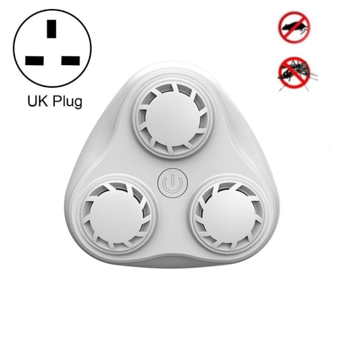 BG310 3-Horn Ultrasonic Automatic Frequency Conversion Mouse Repeller/Insect Repellent/Mosquito Repellent, Product specifications: UK Plug 220V(White)