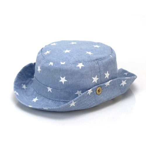 MZ7938 Spring Small Star Pattern Children Basin Hat Sun Hat, Size: XL (54cm)(Light Denim Blue)