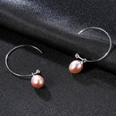 925 Sterling Silver Big Half Circle Earwire Drop Natural Freshwater Pearls Earring(purple)