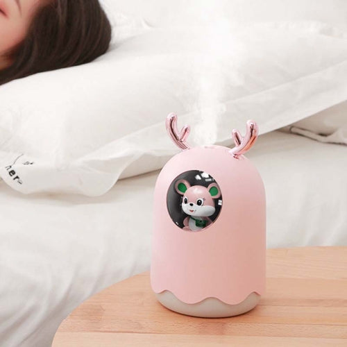 QH-588 Cue Bear Mini Air Humidifier USB Car Home Desktop Aroma Diffuser(Pink)
