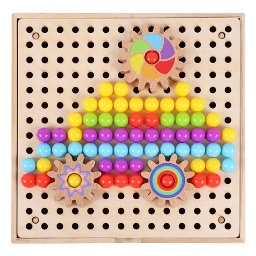 Wooden Mushroom Nail Puzzle Educational Toys 180 PCS Color Shape Cognition Toys