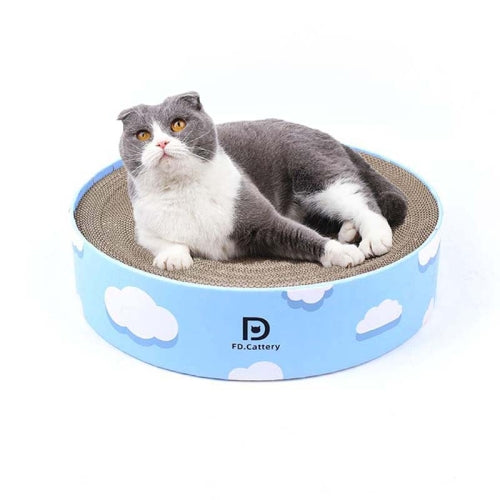 Round Corrugated Cat Scratcher Claw Sharpener Toy Bed, Colour: Cloud 41x41x10cm