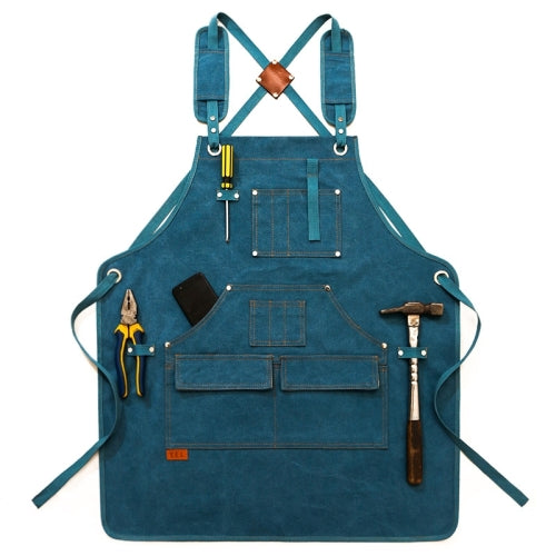 Canvas Apron Barber Roasting Cafe Gardening Woodworking Men And Women Canvas Work Clothes, Specification: Adult Models(Blue)