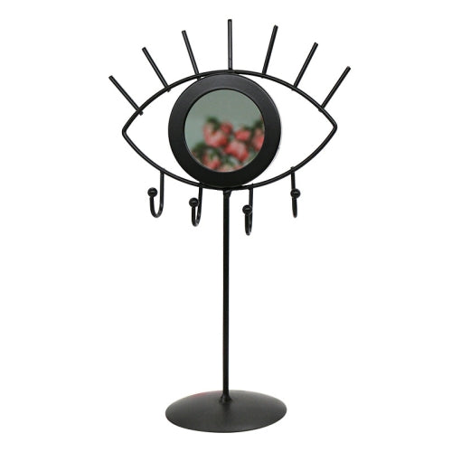 2 PCS Simple And Modern Wrought Iron Geometric Jewelry Stand Earrings Necklaces Display Stand, Colour: A Black