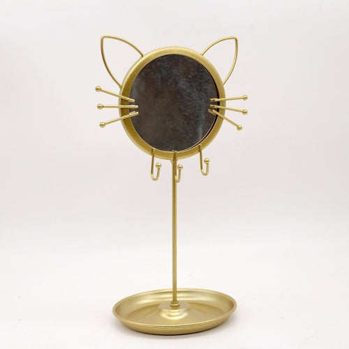 2 PCS Simple And Modern Wrought Iron Geometric Jewelry Stand Earrings Necklaces Display Stand, Colour: Cat