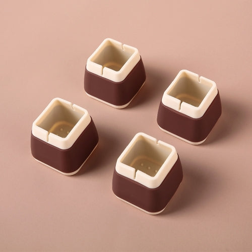 2 Set 4 in 1 Silent Wear-Resistant Chair Foot Protection Cover Furniture Table And Chair Floor Mats Squares (Coffee)