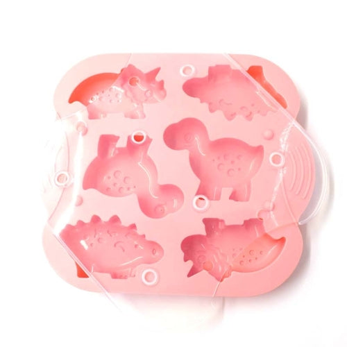 DIY 6 Grid Silicone Dinosaur Cake Mold Baby Food Supplement Mold Baking Tools(Pink )