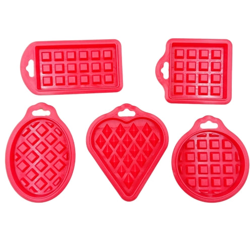 2 Sets Food Grade Silicone Waffle Mold Kitchen Cake Set Baking Supplies(Red)