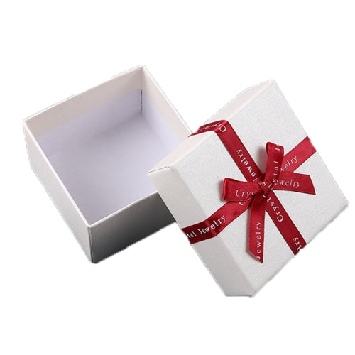 10 PCS Bowknot Jewelry Gift Box Square Jewelry Paper Packaging Box, Specification: 9x9x4cm(Creamy White)