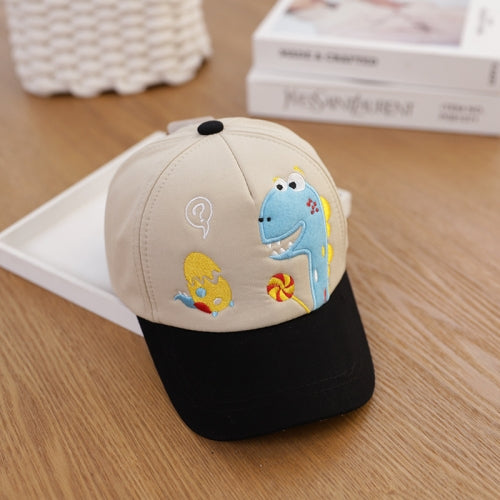 C0310 Cartoon Dinosaur Pattern Spring Children Baseball Cap, Size: 48cm Adjustable(Beige)