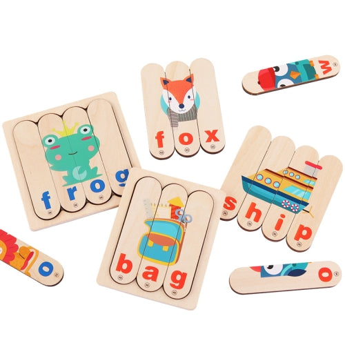 Wooden Bar Puzzles Kindergarten Spelling Words Ice Cream Stick English Learning Toy