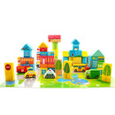 Onshine Wooden Puzzle Children Toy 62 PCS City Traffic Scene Building Blocks