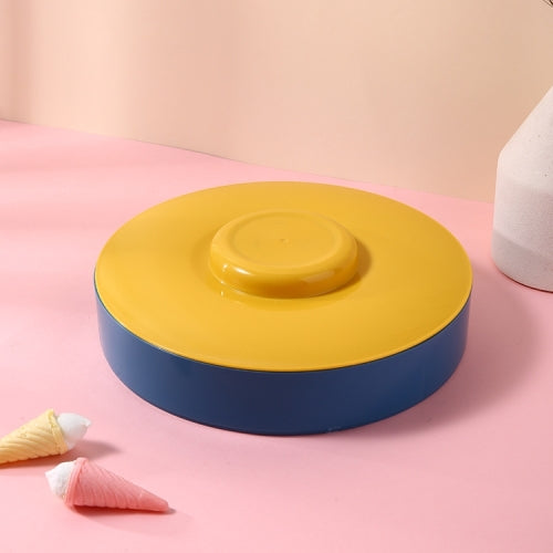 Plastic Fruit Tray With Lid Living Room Household Dried Fruit Box, Specification: One Layer (Yellow&Blue )