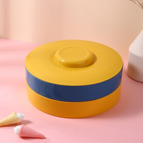 Plastic Fruit Tray With Lid Living Room Household Dried Fruit Box, Specification: Two Layer (Yellow&Blue )