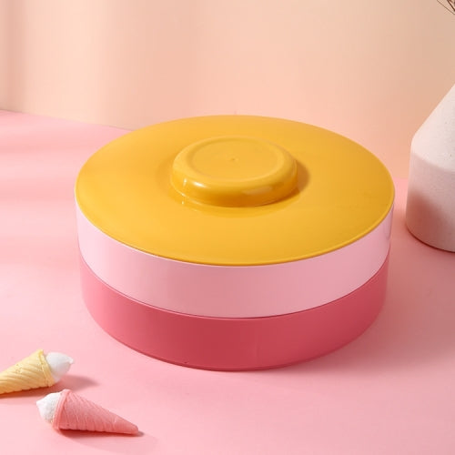 Plastic Fruit Tray With Lid Living Room Household Dried Fruit Box, Specification: Two Layer (Red Pink&Yellow)