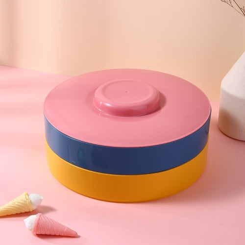 Plastic Fruit Tray With Lid Living Room Household Dried Fruit Box, Specification: Two Layer (Red Yellow&Blue)