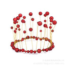 2 PCS Seaweed Tassel Pearl Crown Baking Cake Decoration(Red)