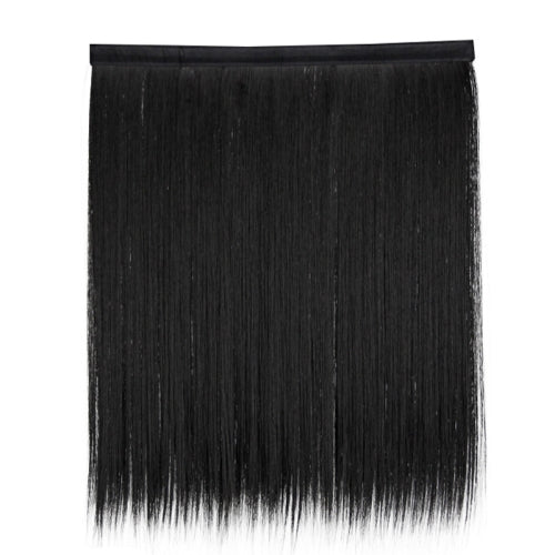 8261Z-1 Long Straight Hair Detachable Hat Wig Autumn And Winter Lamb Hat Wig(Black)
