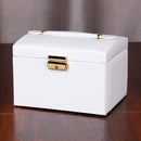 PU Leather Three-Layer Jewelry Box Storage Display Packaging Box, Colour: Rain Silk Texture (White)