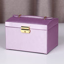 PU Leather Three-Layer Jewelry Box Storage Display Packaging Box, Colour: Rain Silk Texture (Purple)