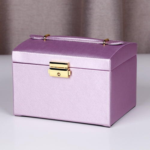 PU Leather Three-Layer Jewelry Box Storage Display Packaging Box, Colour: Rain Silk Texture (Purple)
