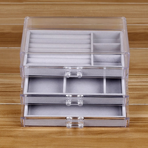 Acrylic Three-Layer Drawer Jewelry Box Jewelry Storage Display Packaging Box(Grey)