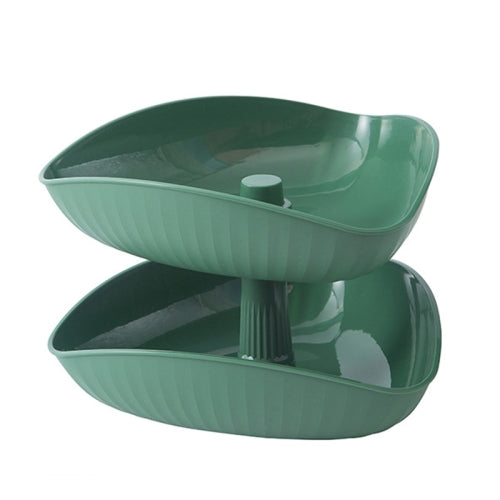 Snacks Dried Fruit Plate Multilayer Superimposed Fruit Plate Candy Plate, Specification: Double Layer 2 (Tea Green)