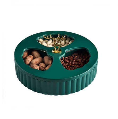 Home Living Room Candy Tray Creative Light Luxury Divided Grid Dried Fruit Tray,Style: 1 Layer (Green )